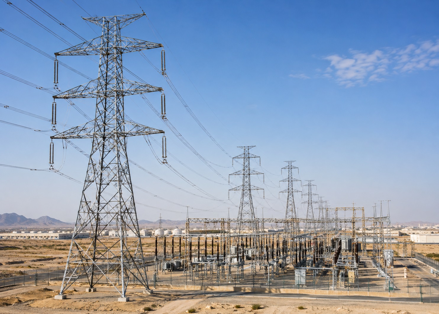 Overhead transmission lines in Saudi Arabia