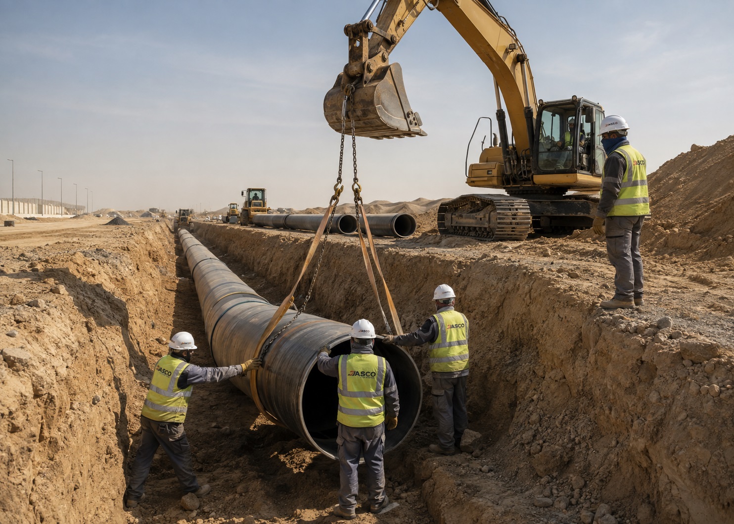 Underground pipeline installation in Saudi Arabia
